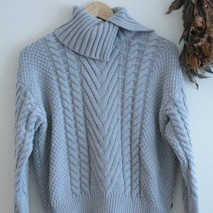 Grey Knit Turtleneck Sweater